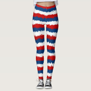 Coole Streifen rot, weiß und blau Leggings