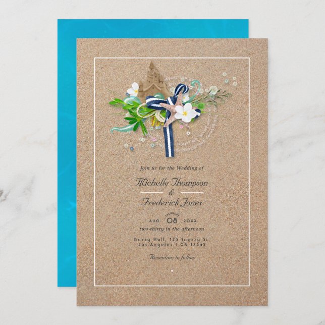 Coole Summer QR Code UAWG Beach Hochzeit Einladung (Vorne/Hinten)