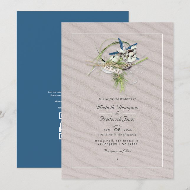 Coole Summer QR Code UAWG Beach Hochzeit Einladung (Vorne/Hinten)