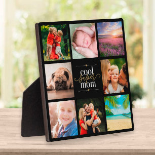 Coole Super Mama 8 Foto Collage Schwarz und Gold Fotoplatte