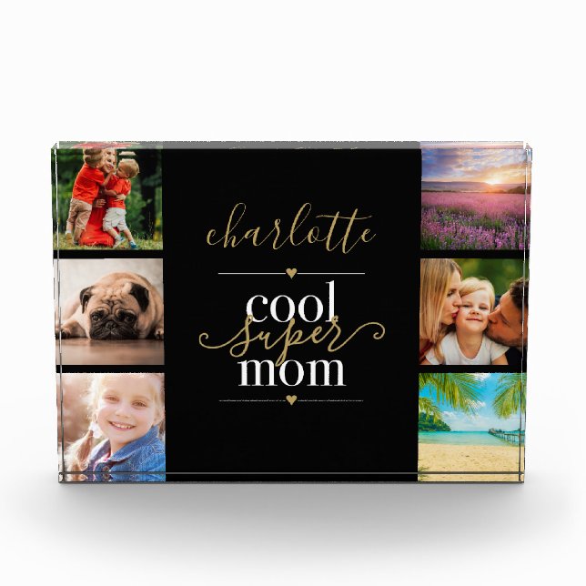 Coole Super-Mama Personalisiert 6 Fotoblock (Vorderseite)