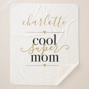 Coole Super-Mama Personalisiert Schwarz und Gold Sherpadecke