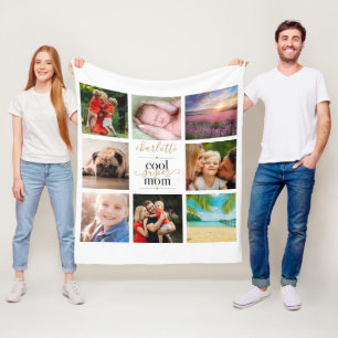 Coole Super-Mama Personalisierte 8-Foto-Collage Fleecedecke