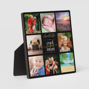 Coole Super-Mama Personalisierte 8-Foto-Collage Fotoplatte