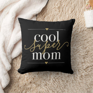 Coole Super Mama Schwarz und Gold Moderne Elegant Kissen