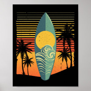 Coole Surfboard Für Männer Frauen Surfer Retro Sur Poster