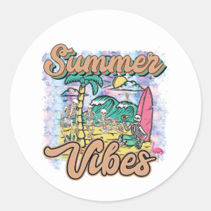 Coole Surfskelette Sommerspiele Wortart Runder Aufkleber