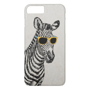 Coole süße lustige Zebaskizze mit trendigen Brille iPhone 8 Plus/7 Plus Hülle