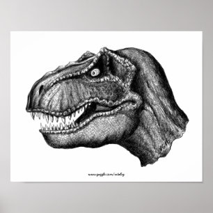 Coole T-Rex-Dinosaurierfarbe zeichnend Kunst Poster