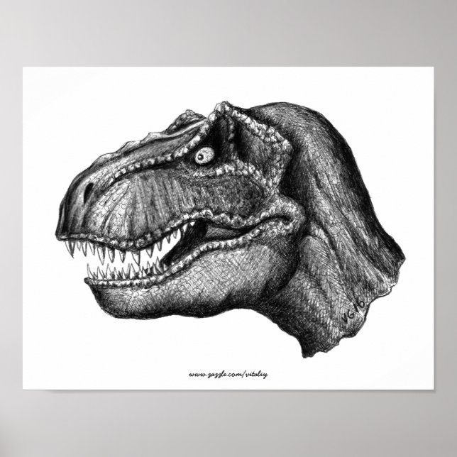 Coole T-Rex-Dinosaurierfarbe zeichnend Kunst Poster (Vorne)