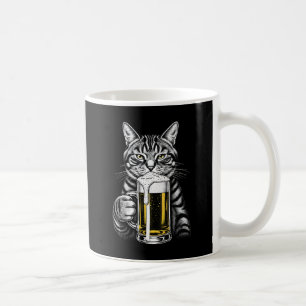 Coole Tabby-Katze trinkt Bier Lustige Tierkunst-Ta Kaffeetasse