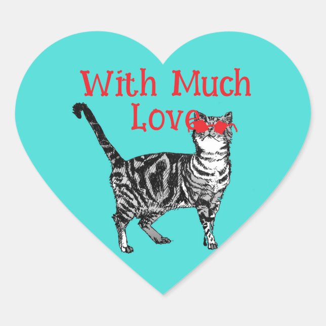 Coole Tablettenkatze Sie sind eine Coole Katze Lie Herz-Aufkleber (Vorderseite)