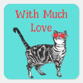 Coole Tablettenkatze Sie sind eine Coole Katze Lie Quadratischer Aufkleber