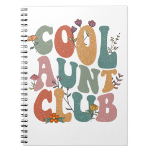 Coole Tante Club, Retro-Blumen-Text, lustiges Gesc Notizblock