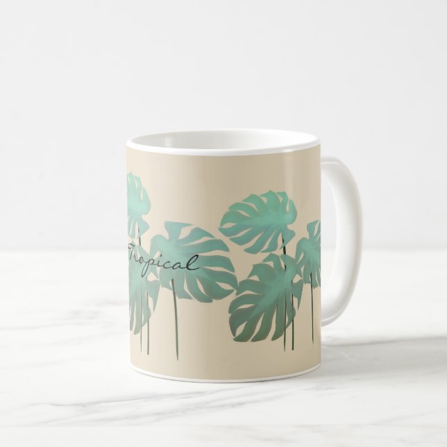 Coole Tasse von Funky Tropical Leaf Add Name (VorderseiteRechts)