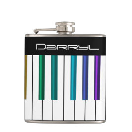 Coole Tastatur mit buntem Klavier befestigt Flachmann