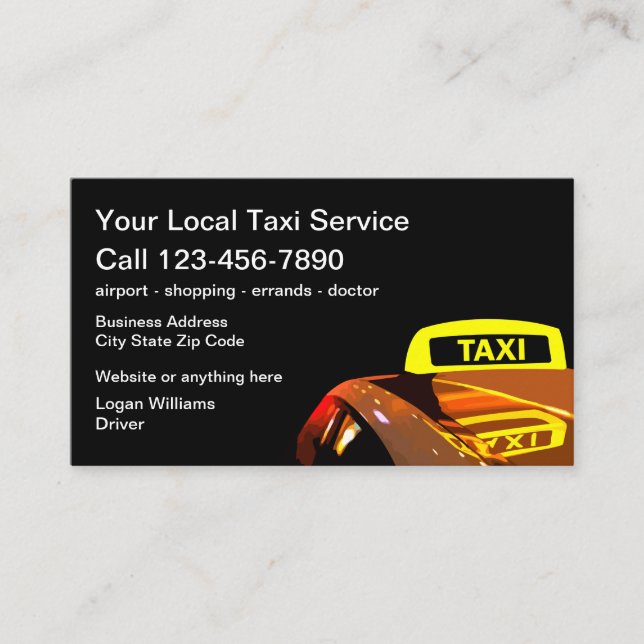 Coole Taxi Light Business Cards Visitenkarte (Vorderseite)