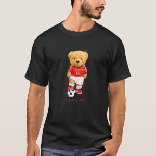 Coole Teddybär-Fußball-Kick-Off-Style-Illustration T-Shirt