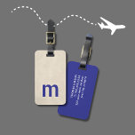 Coole Textur Beige Fett blaues Monogramm Gepäckanhänger<br><div class="desc">Modernes,  vollständig anpassbares Gepäckanhänger-Design mit fett blauen Monogramm und Textur beige/blau Hintergrund.</div>