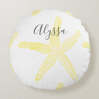 Coole Textvorlage für Starfish Yellow Gran Beach Rundes Kissen