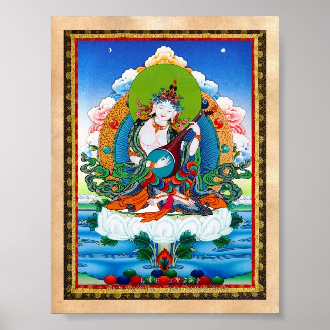 Coole Thangka-Tätowierung Saraswati Poster (Vorne)