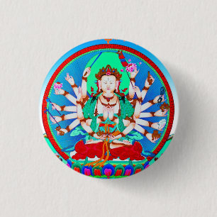 Coole Thangka-Tattoo Cundhi Bodhisattva Button