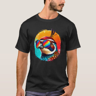 Coole Tie Dye Wachtel Sonnenbrille Vogel Illustrat T-Shirt