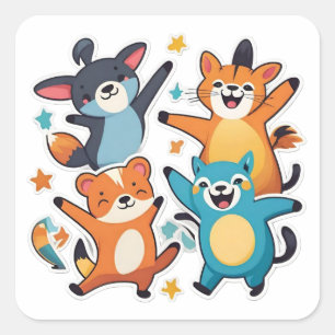 Coole Tiere Quadratischer Aufkleber