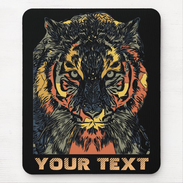Coole Tiger-Gesichtskunst Fügen Sie Ihren eigenen  Mousepad (Vorne)