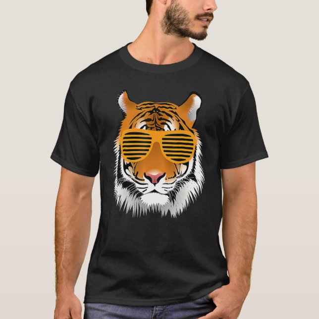 Coole Tiger gestreifte Tierzähne T-Shirt (Vorderseite)