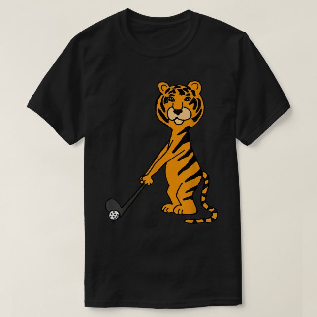 Coole Tigerkatze Golf spielen T-Shirt (Design vorne)
