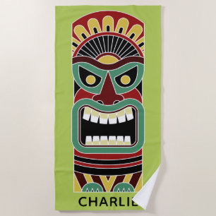 Coole Tiki Totem individuelle Name und Farbenhandt Strandtuch