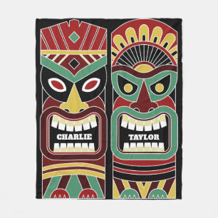 Coole Tiki Totems individuelle Name Fleece-Decke Fleecedecke