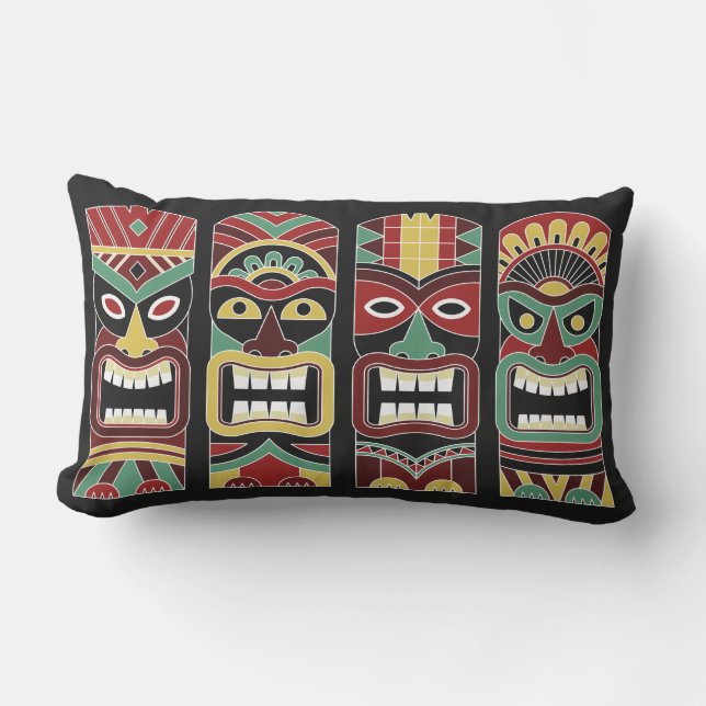 Coole Tiki Totems Kissen werfen (Vorderseite)