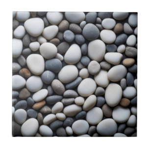 Coole Töne glatter Strand Felsen Kieselsteine Fliese