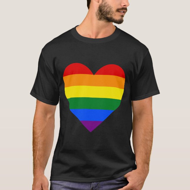 coole, traditionelle Regenbogenfarben Herzstück T  T-Shirt (Vorderseite)