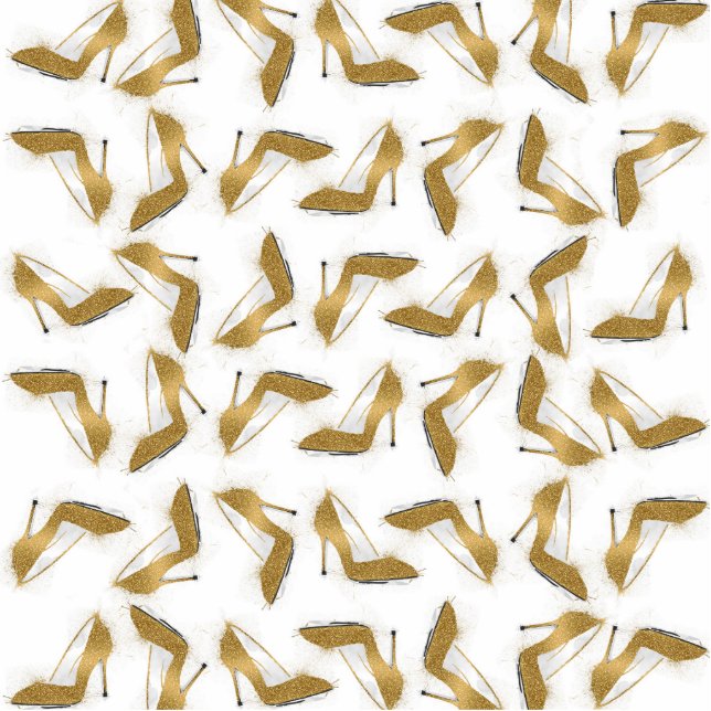 Coole trendige Imitate Gold Glitzer High Heels Sch Fotoskulptur Ornament (Vorne)