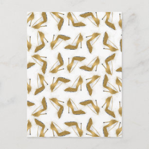 Coole trendige Imitate Gold Glitzer High Heels Sch Postkarte