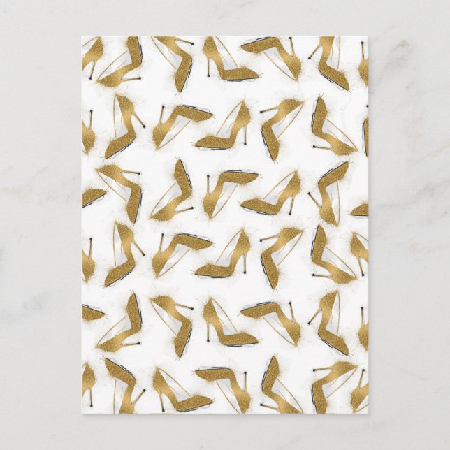 Coole trendige Imitate Gold Glitzer High Heels Sch Postkarte (Vorderseite)
