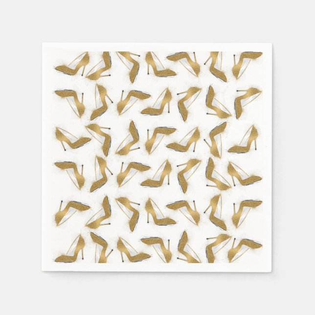 Coole trendige Imitate Gold Glitzer High Heels Sch Serviette (Vorderseite)