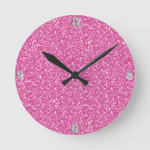 Coole trendige, lebendige Neon Hot-Pink-Imitate Gl Runde Wanduhr