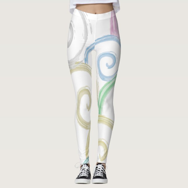 Coole, trendige, moderne Wellenwasser-Farbbürsten Leggings (Vorderseite)