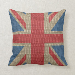 Coole trendige UK-Union-Jack-Flagge mit Jute-Textu Kissen