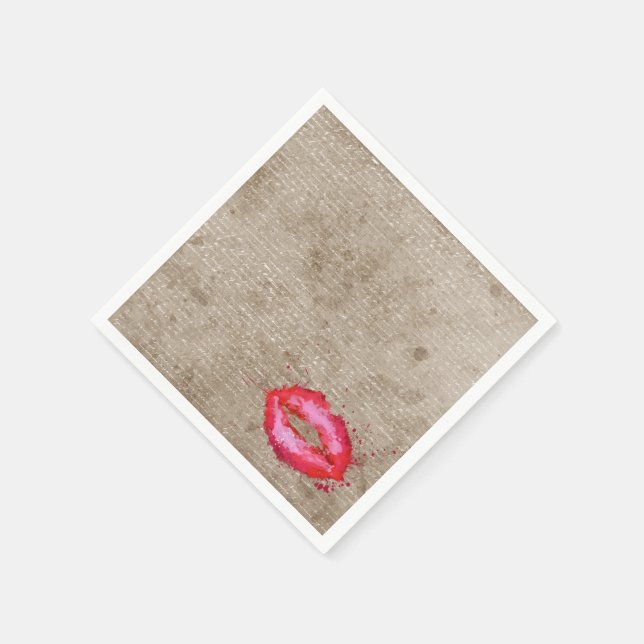 Coole trendige Vintage Aquarelllips Spritzer Serviette (Ecke)