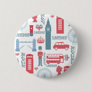 Coole trendige Vintage London Illustrationen Muste Button
