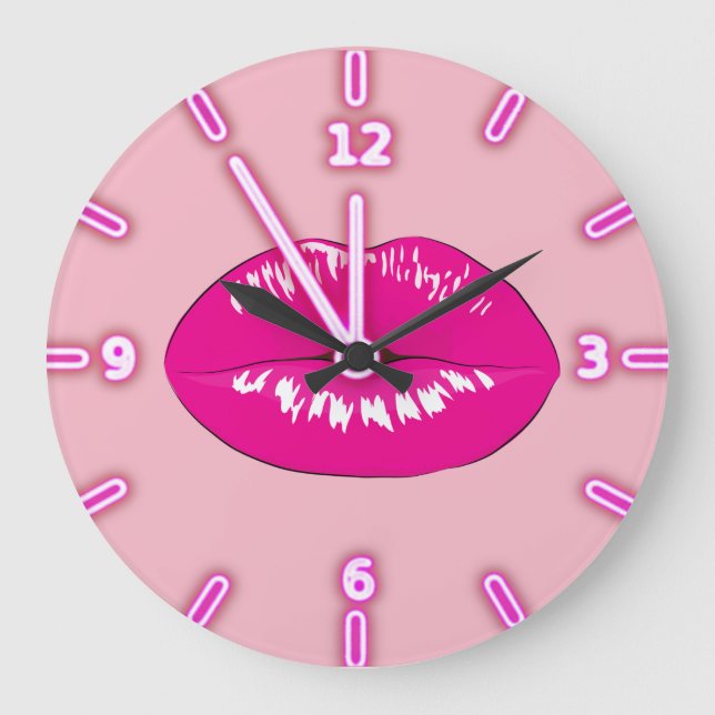 Coole Trendy Lippen - personalisiert Große Wanduhr (Vorderseite)