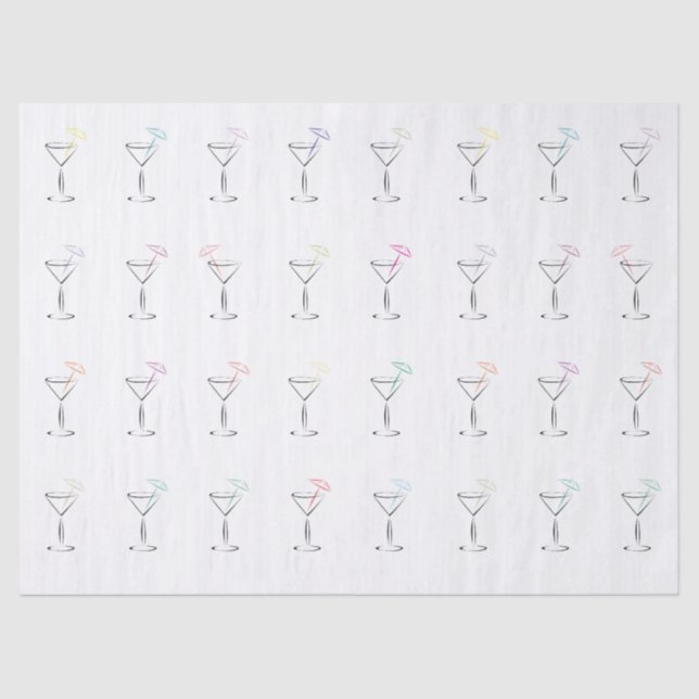 Coole Trendy Martini-Gläser Seidenpapier (Vorderseite)