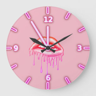 Coole Trendy Metallic Dripping Lips Große Wanduhr