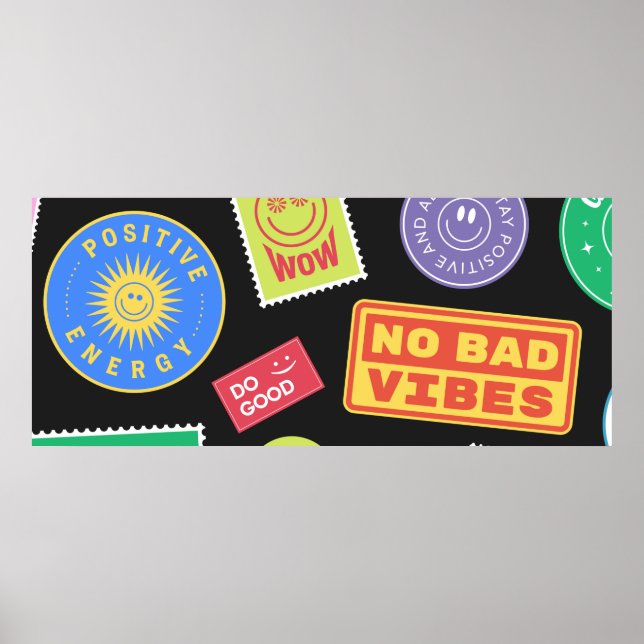 Coole trendy Patches Design. Abstrakter Hintergrun Poster (Vorne)