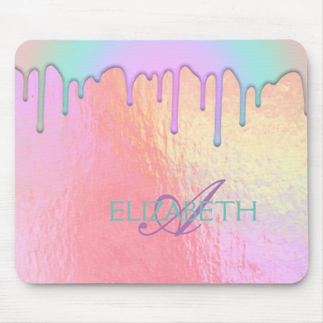 Coole Trendy Rainbow Tropfen Holografic Mousepad (Vorne)